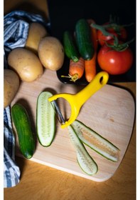 Resim Solingen Mat Sarı Sapan Soyacak Paslanmaz Alman Çeliği, Ergonomik Sap, Çift Yönlü Kullanım-181 Sarı 