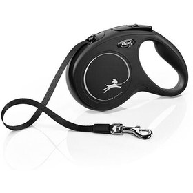 Resim Flexi New Classic Şerit Otomatik Köpek Gezdirme Tasması Medium Siyah 5 Mt 