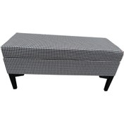 Resim Evim-E Aksesuar Modern Ağaç Iskeletli 40x100 Cm Puf(bench) Keten Kaz Tüyü Desenli Kumaş 