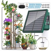 Resim Yeni güneş enerjili otomatik damla sulama sistemi, 10 metre su hortumu ve anti sifon fonksiyonlu 10 damla kolektörüyle DIY sulama sistemi kiti, çoklu tepsi ekimi için uygun, bahçe balkon sera sulama sistemine uygundur. 