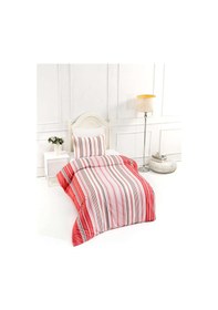 Resim Pamuklu Krem Tek Kişilik Çarşaflı Nevresim Takımı 160x220 Kırmızı 