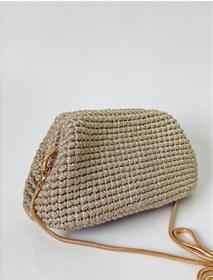 Resim Metalik Light Gold El Örgüsü Kadın Clutch Çanta Şık Davet Ve Abiye Çantası Açık Altın 
