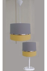 Resim Genel Markalar GRİ SARI KUMAŞ KAPLAMA 2.Lİ SET YATAK ODASI GENÇ VE ÇOCUK ODASI AVİZE VE ABAJUR SETİ 