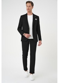 Resim Efor Slim Fit Kırlangıç Yaka Torba Cep Çift Yırtmaç Casual Siyah Ceket C 700 Siyah 