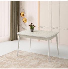 Resim Hg Marmo Ortadan Açılır Büyüyen Yemek Masası Mermer Desenli 70x120cm Beyaz 