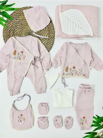 Resim Belize İlkbahar Organik Müslin 10 Parça Yenidoğan Set - Pembe Pembe 