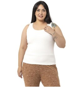 Resim Büyük Beden Askılı Fitilli Kaşkorse Ekru Body-ekru Ekru 