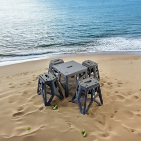 Resim Katlanabilir Plastik Kamp ve Piknik Masası Sandalye Takımı - 4 Sandalye 1 Masa 