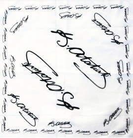 Resim Atatürk İmza Fular Bandana Beyaz 