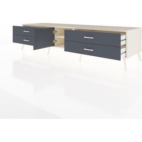 Resim Kronos Tv Ünitesi Tek Raflı 4 Çekmeceli Tek Kapaklı 220x59x51 Aytaşı-antrasit Antrasıt/antrasıt - Aytası 