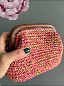 Resim UNICORN Burslu Çanta, Burslu Hasır Çanta, Hasır Clutch, Burslu Clutch 
