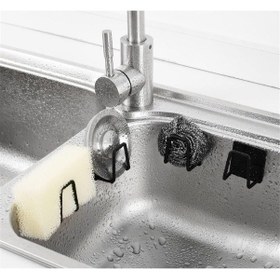 Resim 2 Adet Siyah Sünger Askılığı Evye Sünger'liği Banyo Mutfak Düzenleyici Musluk Yanı Sünger'lik W-1 Siyah 