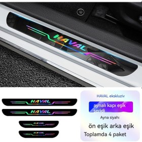 Resim Jzcat 4 Adet Araba Kapı Eşiği Diş Açma Önleyici Koruma Etiketi Kapı Eşiği Çizilmez Aşınma Şeritleri-haval Ayna Siyahı 