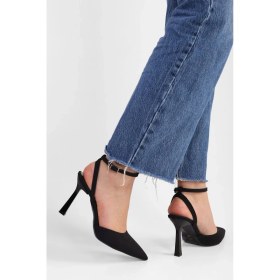 Resim Shoeberry Kadın Siyah Saten Stiletto Bilek Bağlı Tasarım Yüksek Topuk 36 Numaralı 