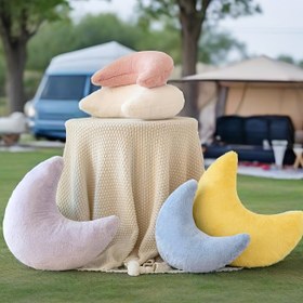 Resim Yumuşak Sahte Tavşan Ay Yastığı - Peluş, Yıkanabilir Polyester Dekoratif Atma, Kamp, Piknik ve Ev Dekoru için İdeal, Kamp Yastığı | Eğlenceli Tasarım | Polyester Elyaf 