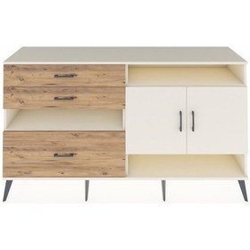 Resim Hyperion Konsol 4 Raflı 3 Çekmeceli 2 Kapaklı 176x44x99 Aytaşı-ay Aytaşı-aytaşı/çam 