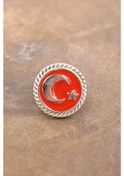 Resim 089 50004 Gümüş Ay Yıldız Türk Bayrağı Yaka Rozeti Gümüş 