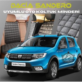 Resim Dacia Sandero Antrasit Tay Tüyü Cepli & Terletmez Sırtlı Oto Koltuk Minder Seti - Koruma Kılıfı Ön & Arka Set 