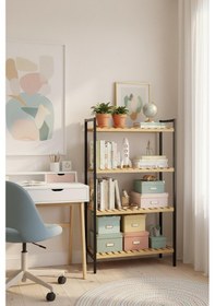 Resim Exent, Çocuk Odası Kitaplığı Ahşap Ham Verniksiz Doğal Kitaplık 4 Raflı Ahşap Kitaplık Ahşap 