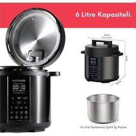 Resim Smart Pot 9'u 1 Arada Elektrikli Düdüklü Tencere, Yavaş Pişirici, 6l Siyah 