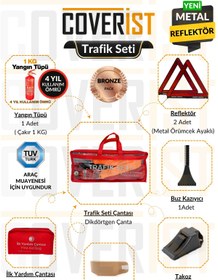 Resim COVERİST Trafik Seti ve İlk Yardım Seti - 4 Yıllık 1 KG Yangın Tüpü - Bronze 
