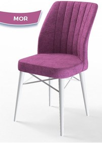 Resim Canisa Arp Serisi 70x110 Sabit Mutfak Masası Takımı Beyaz Masa 4 Mor Sandalye Beyaz Masa Sandalye Mor 