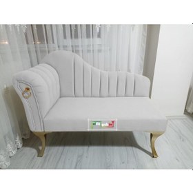 Resim Yeni Model Ultra Lüks Alda Çizgili Josefin Bench Puf Berjer 130 Cm Beyaz 