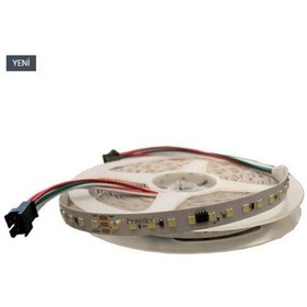 Resim 24 Volt Beyaz Akar Yürüyen Piksel Şerit Led 2835 Çip 120 Led 10 Metre 