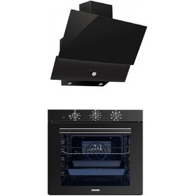 Resim Luxell 88 LİTRE SÜPER KRİSTAL SİYAH ANKASTRE 2 Lİ SET(A68-sf3 Fırın /da88 Davlumbaz Rotary Düğmeli) 