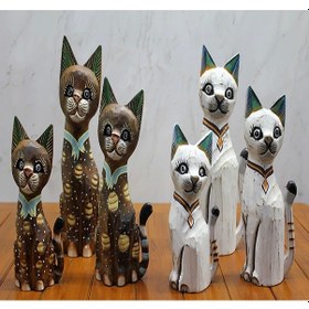 Resim Ahşap 3'lü 50 Cm Kedi Seti 3sutama-2 
