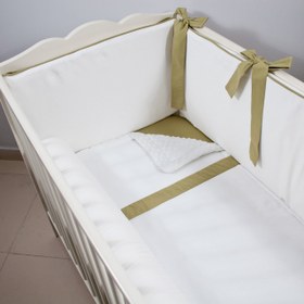 Resim Ekru - Haki Bebek Uyku Seti - Sosis Bumper / 80x130 