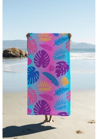 Resim Dijital Baskı Plaj Deniz Havlusu Yaprak Desenli Peştamal Hvl0177 Renkli 