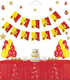 Resim Beysüs Sarı Kırmızı Üstüne Gold Altın Yaldızlı İyiki Doğdun Yazılı Karton İpli Yazı Banner 