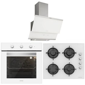 Resim Silverline BO6503W01 - CS5349W01 - 3420 Classy 60 Beyaz Cam Ankastre Set 