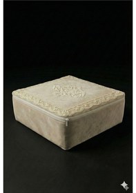 Resim Nergis Kadife Dantelli Güpürlü Hurç Orta Boy 40x40x20 Cm Çeyizlik Nişan Düğün Gelin Bohçası Vizon 