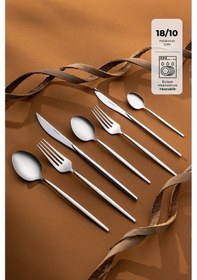 Resim Emsan Alya 84 Parça 12 Kişilik Çatal Kaşık Bıçak Takımı Lüks Kut Gümüş 