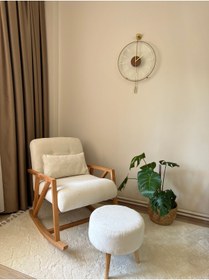 Resim öz kısmet mobilya since 1990 Safir Sallanan Ahşap Berjer Koltuk Puf Ve Minder Hediyeli 