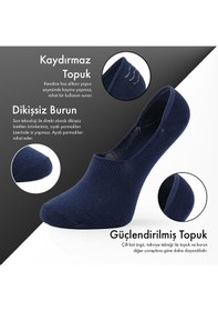 Resim Lion Monroe Saf Bambu Erkek Babet Lacivert Çorap Dikişsiz Görünmez Kaydırmaz Topuk Silikonlu Premium 6'lı Paket L5952aznb Softaura 