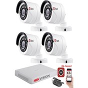 Resim Hikvision DS-7104HGHI-K1 DVR + 4 Kamera 2MP 1080P HD Güvenlik Se 