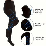 Resim Kadınlar için Yüksek Bel Kompresyon Çorap - 15-20mmHg Gradüel Destek, Opak Kapalı Burunlu Taytlar, Naylon & Spandeks Karışımı, Makinede Yıkanabilir 