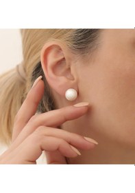Resim 925 Ayar Gümüş White Tatlısu İncisi Küpe-12mm 