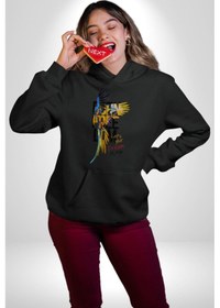 Resim Özgür Doğmuş Yükseklerden Ucalım Kadın Erkek Siyah Kapüşonlu Sweatshirt Hoodie Siyah 