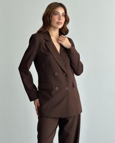 Resim Jaglion New Season Premium Çift Düğme Kadın Alt Üst Blazer Takım 