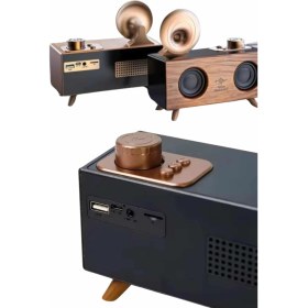 Resim Zengezur Bluetooth Nostalji Speaker Radyo Gramofon Ahşap Renk Vintage 