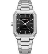 Resim Bosphorusboutique02 Erkek Curren 8457 İş Çelik Kayış Kare Kuvars Saat, Beyaz Kabuk Siyah Gümüş Renk, 3.5cm Kadran, 24cm Paslanmaz Çelik Kayış Gümüş - Beyaz 