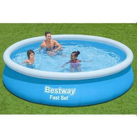 Resim Bestway 57274 Fast Set Çember Şişme Havuz Seti 3,66 M X 76 Cm Mavi 