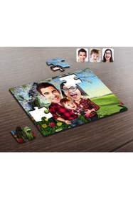 Resim Bk Gift Kişiye Özel Aile Karikatürlü Ahşap Puzzle-2 
