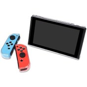 Resim Moveevo Nintendo Switch İçin Bubm Sjk Şeffaf Sabit Kasa - Ana Makine Ve Kol Çıkartmalı Tutucu, Masaüstü Ayaklı Korumalı Kapak Kapaklı Kılıf 