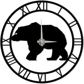 Resim Ayı Metal Duvar Sanatı Saati - Yaban Hayatı Ayı Siluet Tasarımı - Oturma Odası, Mutfak, Ofis, Ev Dekoru için Sessiz Tik Takmayan Dekoratif Saat (50 cm x 50 cm) 