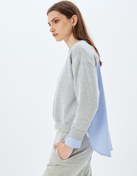 Resim Oversize Sweatshirt İki Farklı Kumaş Kullanımlı Bisiklet Yaka Uzun Kollu 